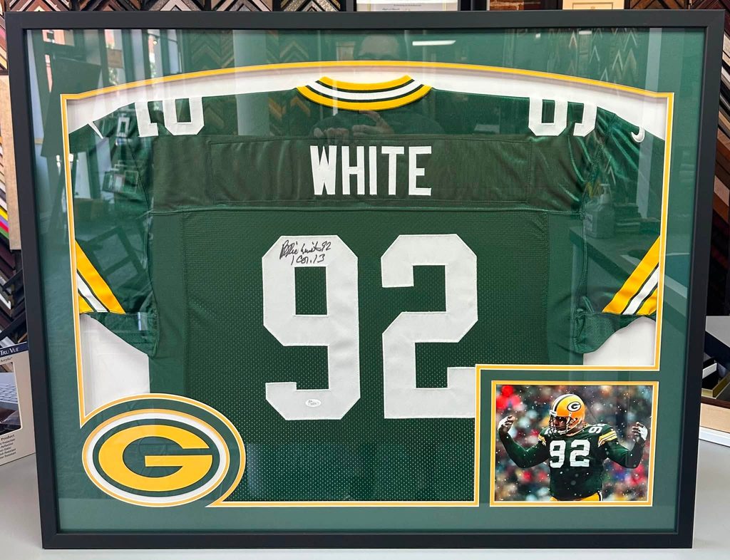 Custom Framed Reggie White Packers Jersey