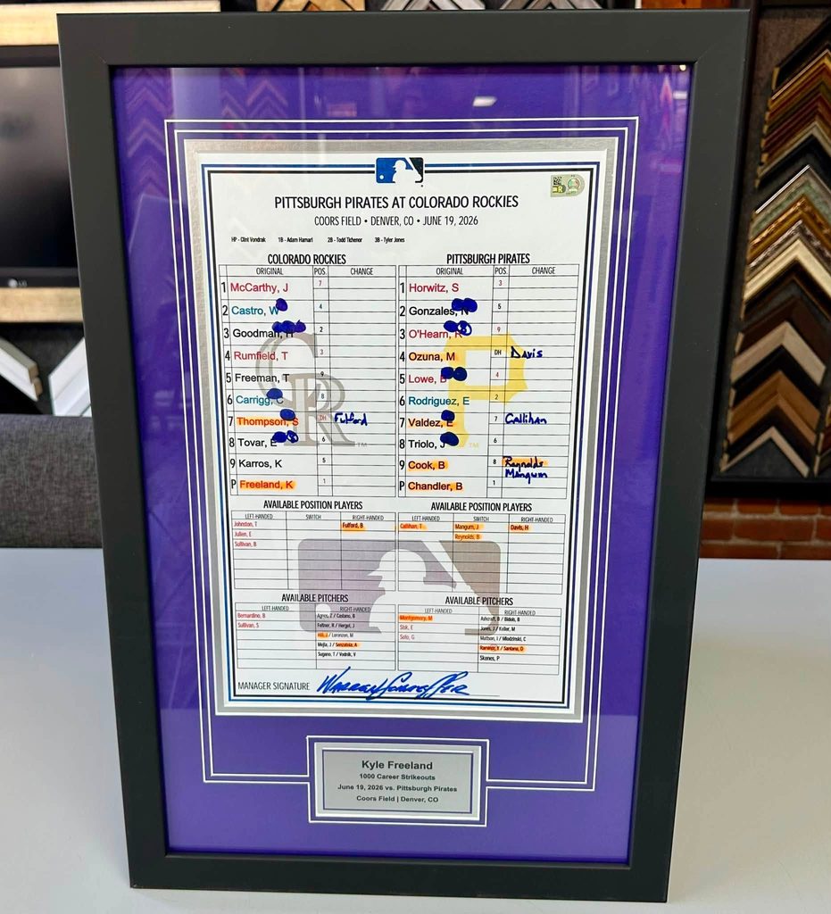Custom Framed Major League Baseball Lineup Cards