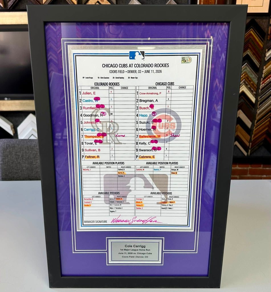 Custom Framed Major League Baseball Lineup Cards