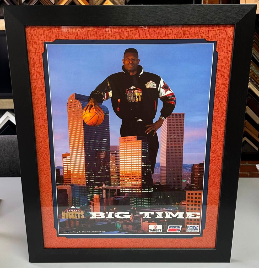 Custom Framed Vintage Dikembe Mutombo Nuggets Poster 