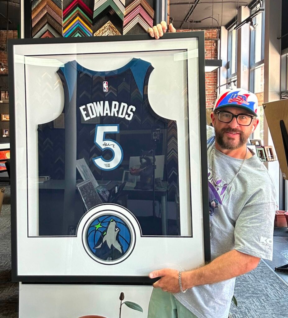 Custom Framed Anthony Edward’s Timberwolves Jersey