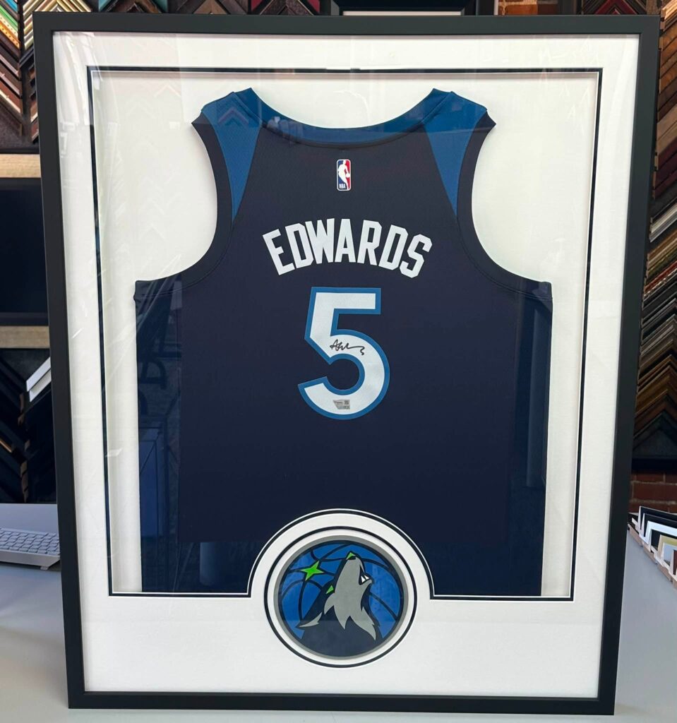 Custom Framed Anthony Edward’s Timberwolves Jersey