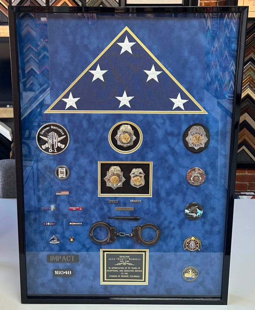 Custom Framed Denver Police Retirement Shadowbox 
