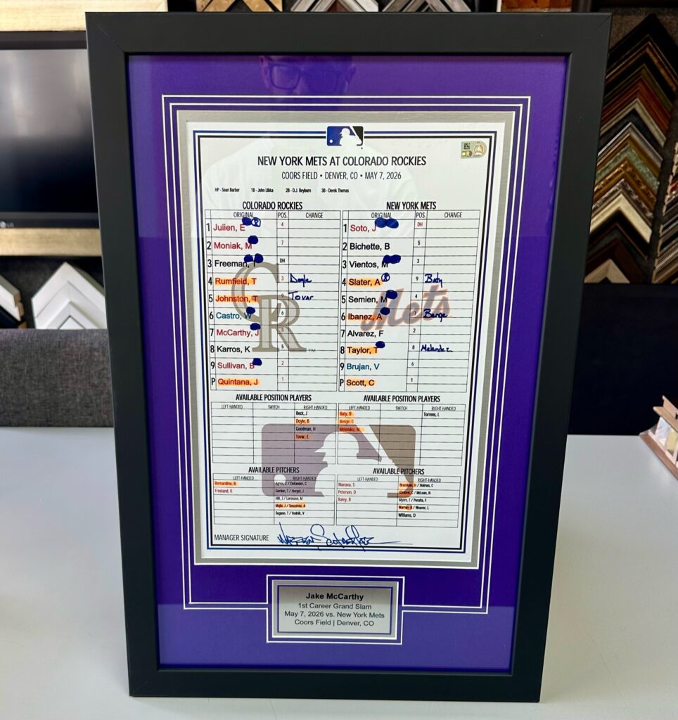 Custom Framed Colorado Rockies Lineup Cards 