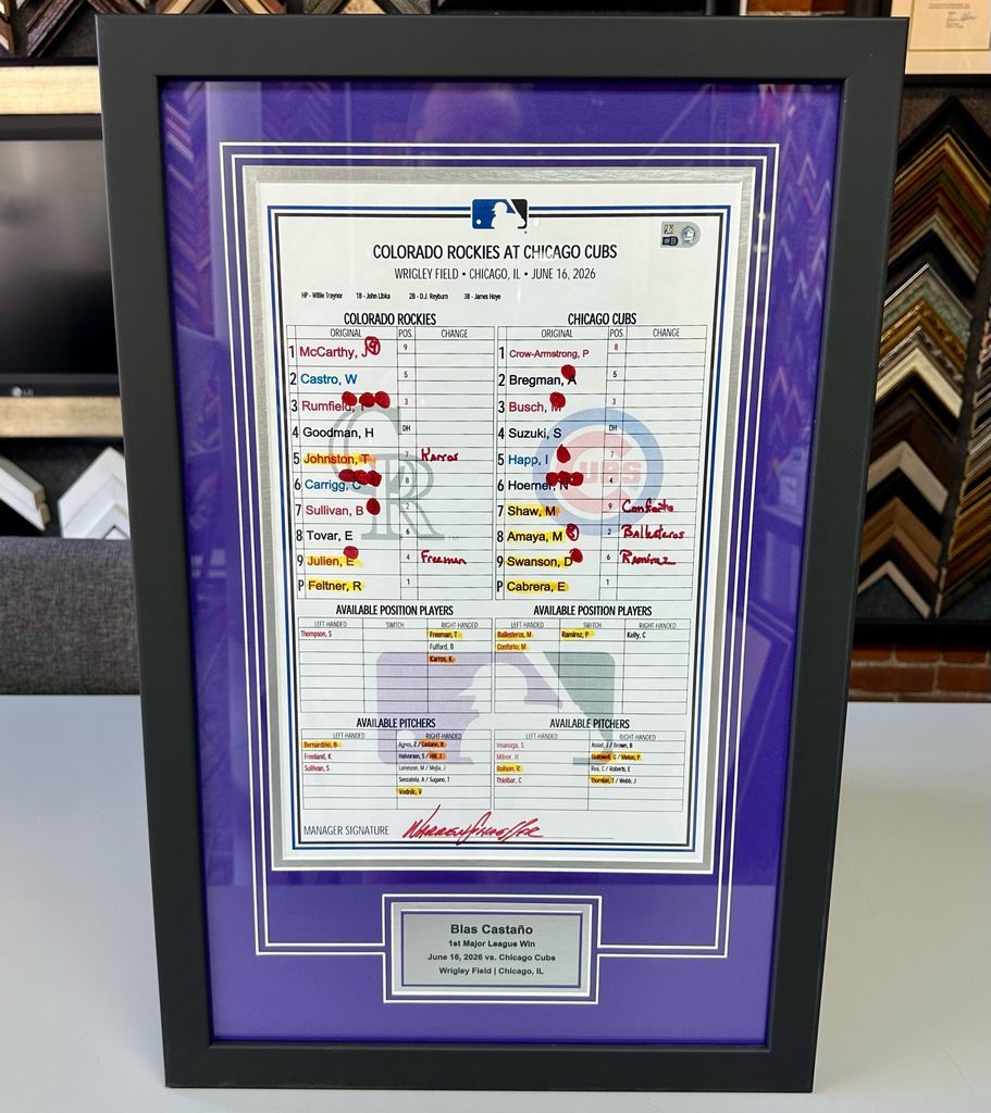 Custom Framed TJ Shook & Blas Castaño Lineup Cards