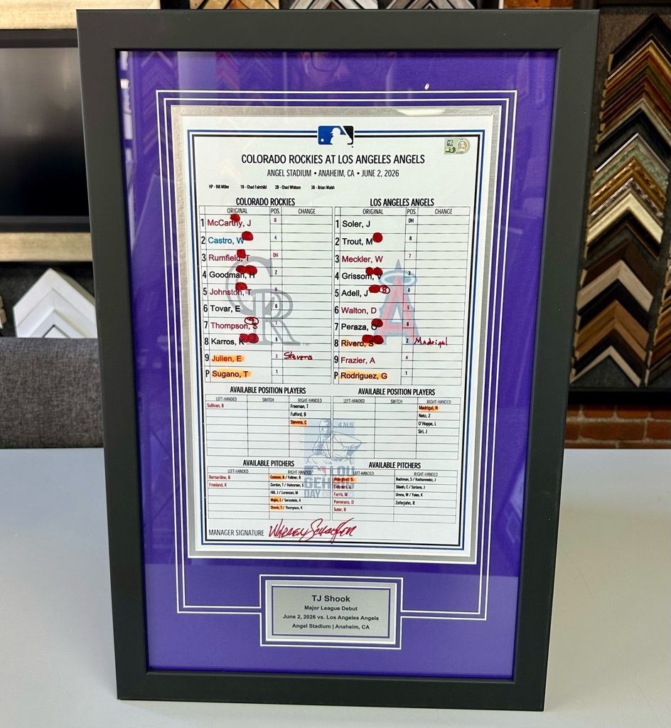 Custom Framed TJ Shook & Blas Castaño Lineup Cards
