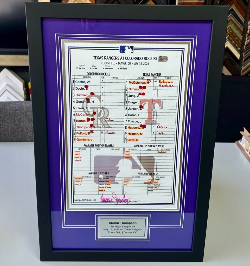 Custom Framed Colorado Rockies Lineup Cards 