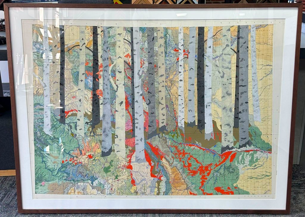 Custom Framed Hand-Painted Colorado Map