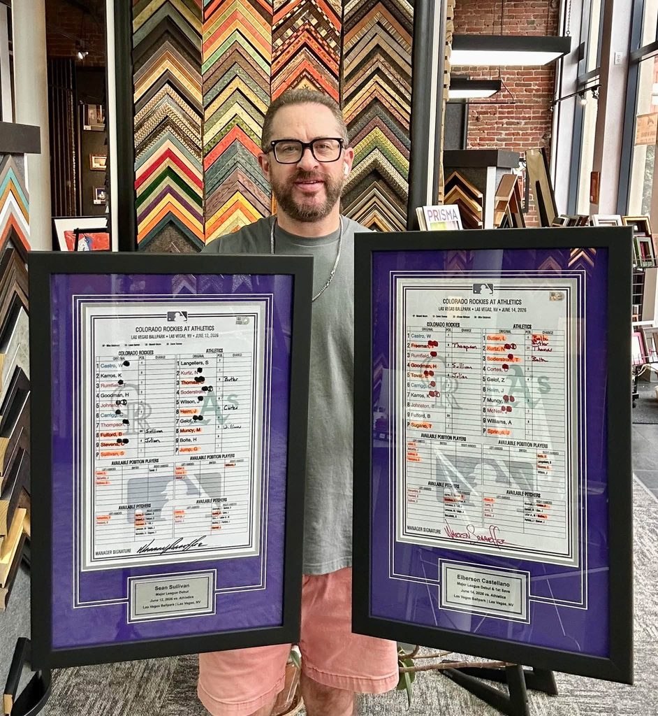 Custom Framed Colorado Rockies Lineup Cards