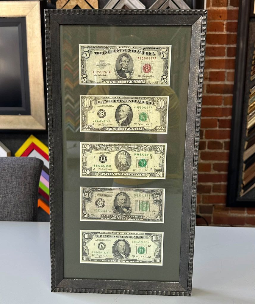 Custom Framed Dollar Bills 