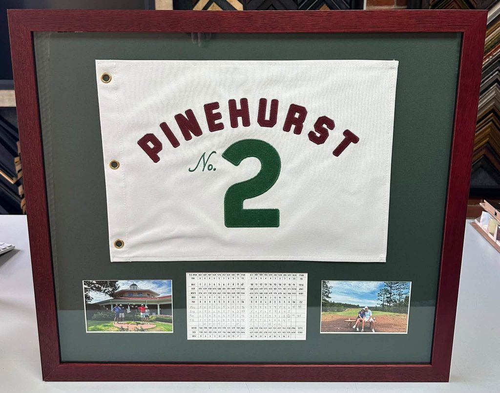 Custom Framed Pinehurst Golf Flag & Scorecard 