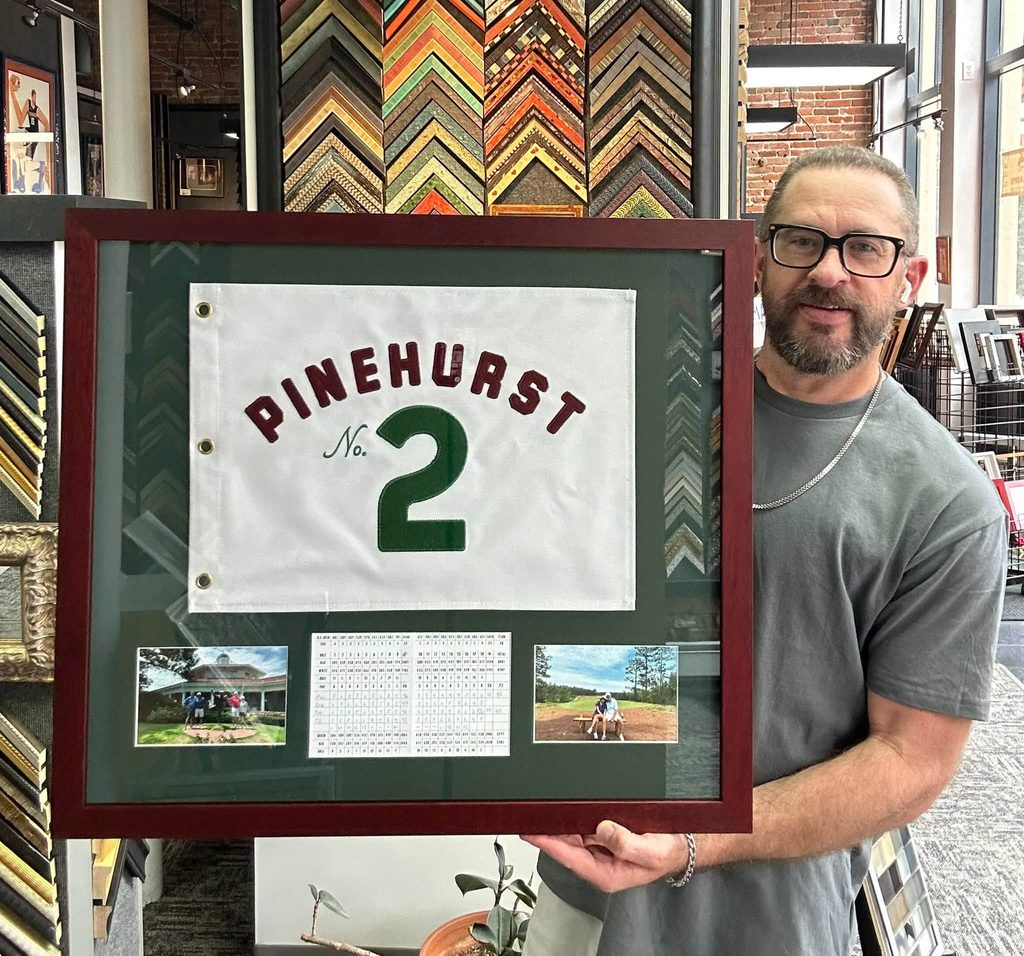 Custom Framed Pinehurst Golf Flag & Scorecard