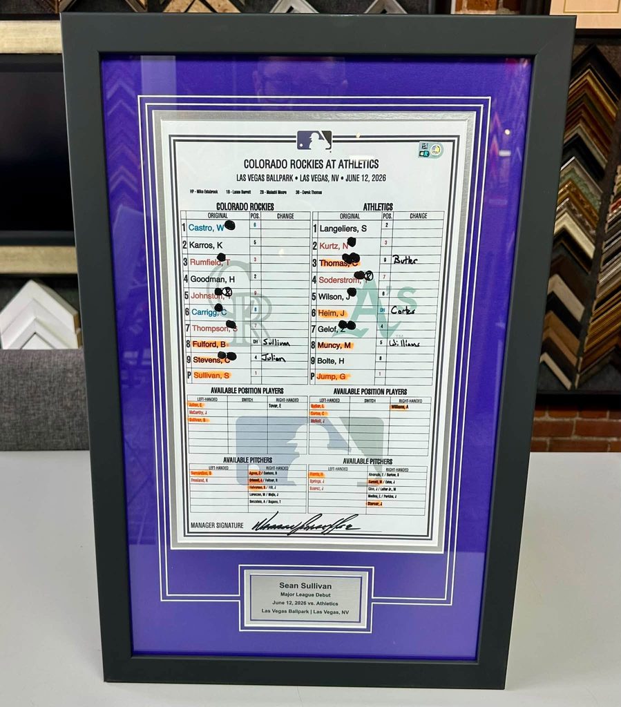 Custom Framed Colorado Rockies Lineup Cards
