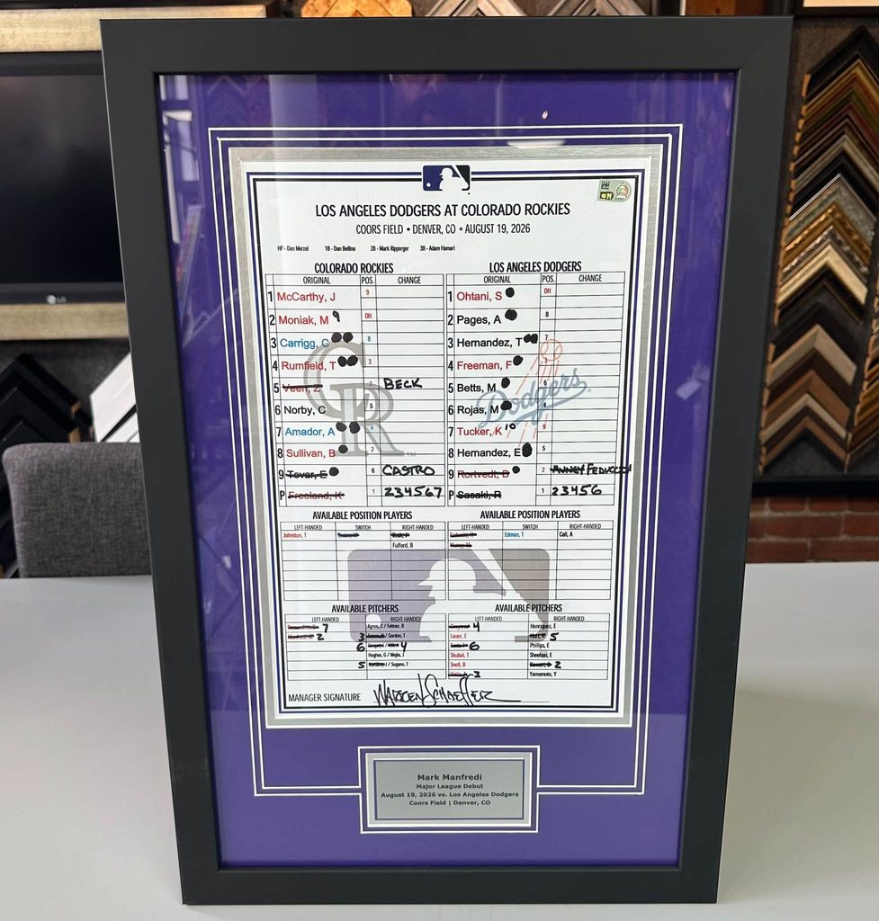 Custom Framed Major League Baseball Lineup Cards 