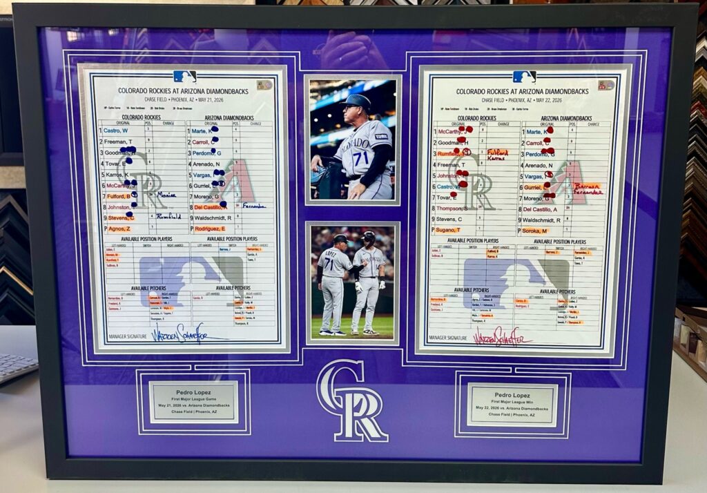 Custom Framed Baseball Lineup Cards | Rockies 