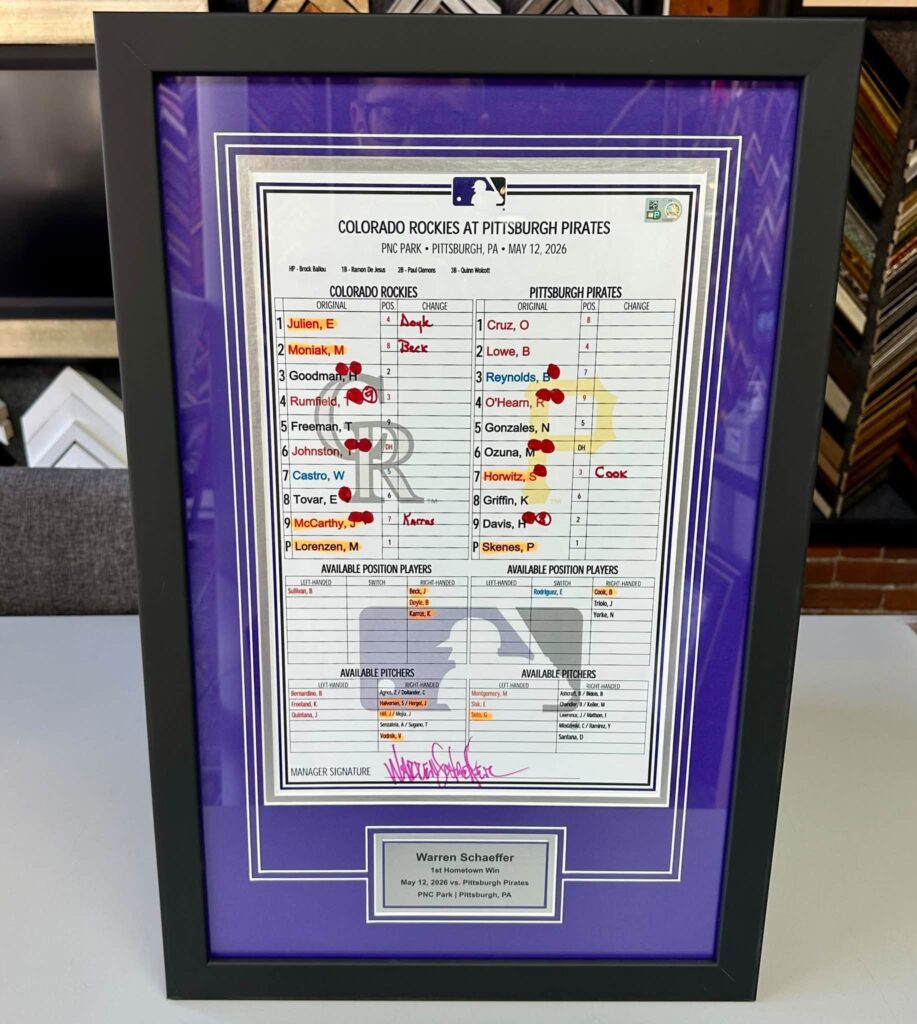 Custom Framed Colorado Rockies MLB Lineup Cards