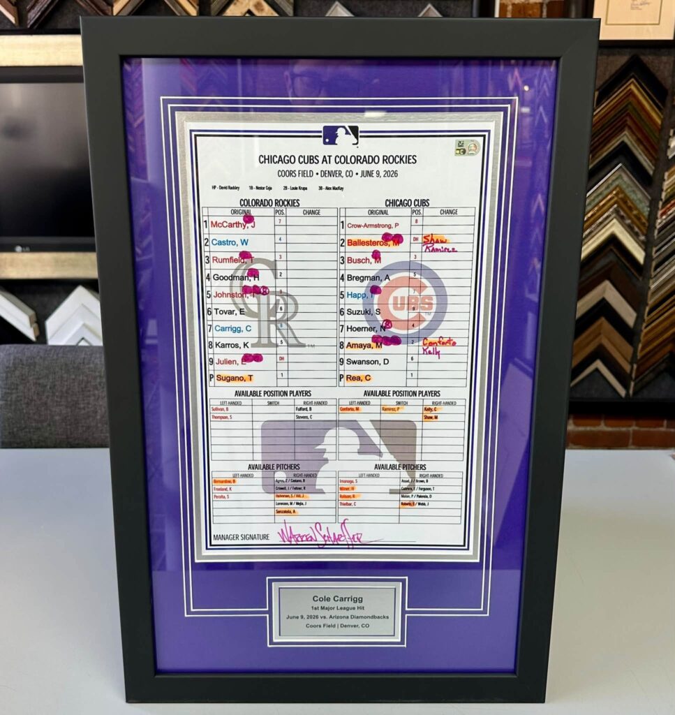 Custom Framed Colorado Rockies MLB Lineup Cards