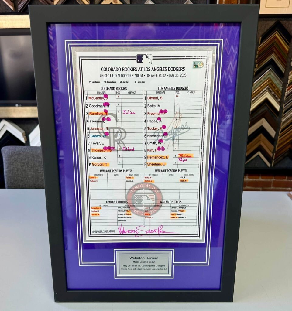 Custom Framed Colorado Rockies MLB Lineup Cards