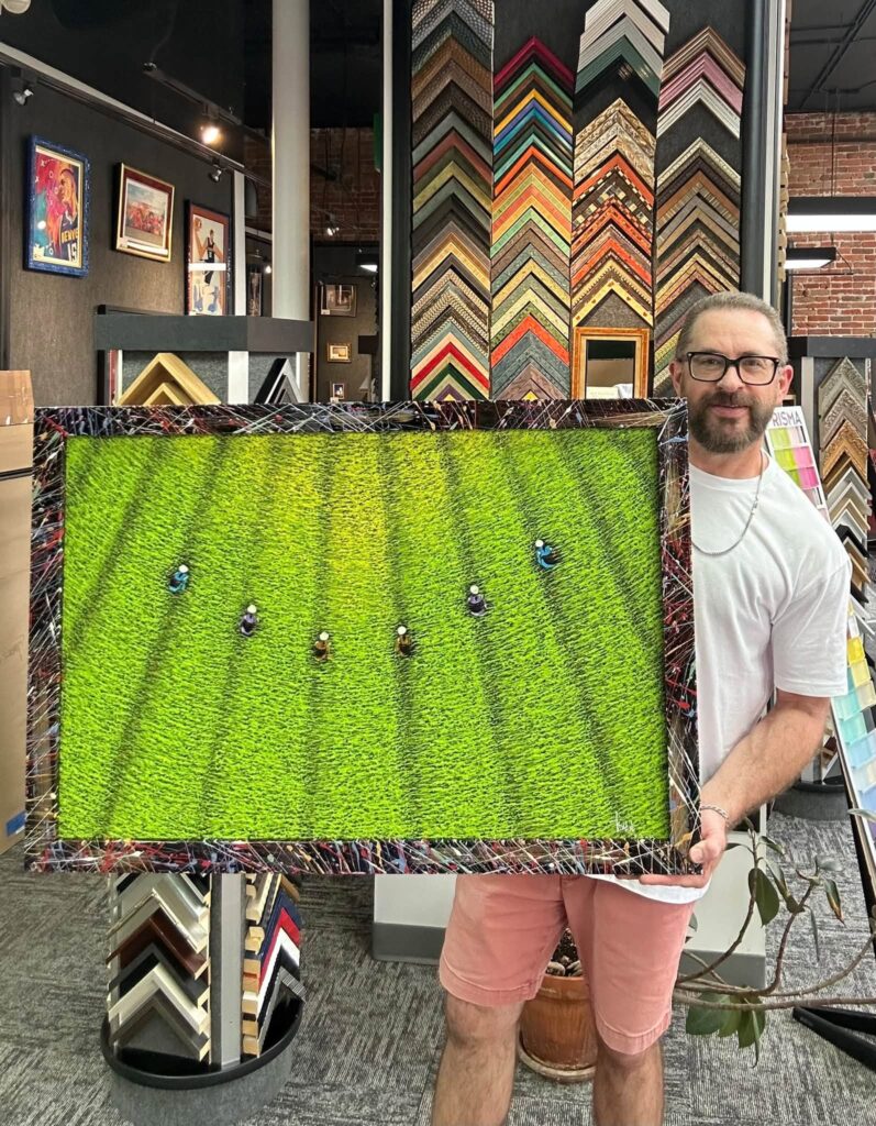 Stretched & Custom Framed Vietnamese Painting on Canvas