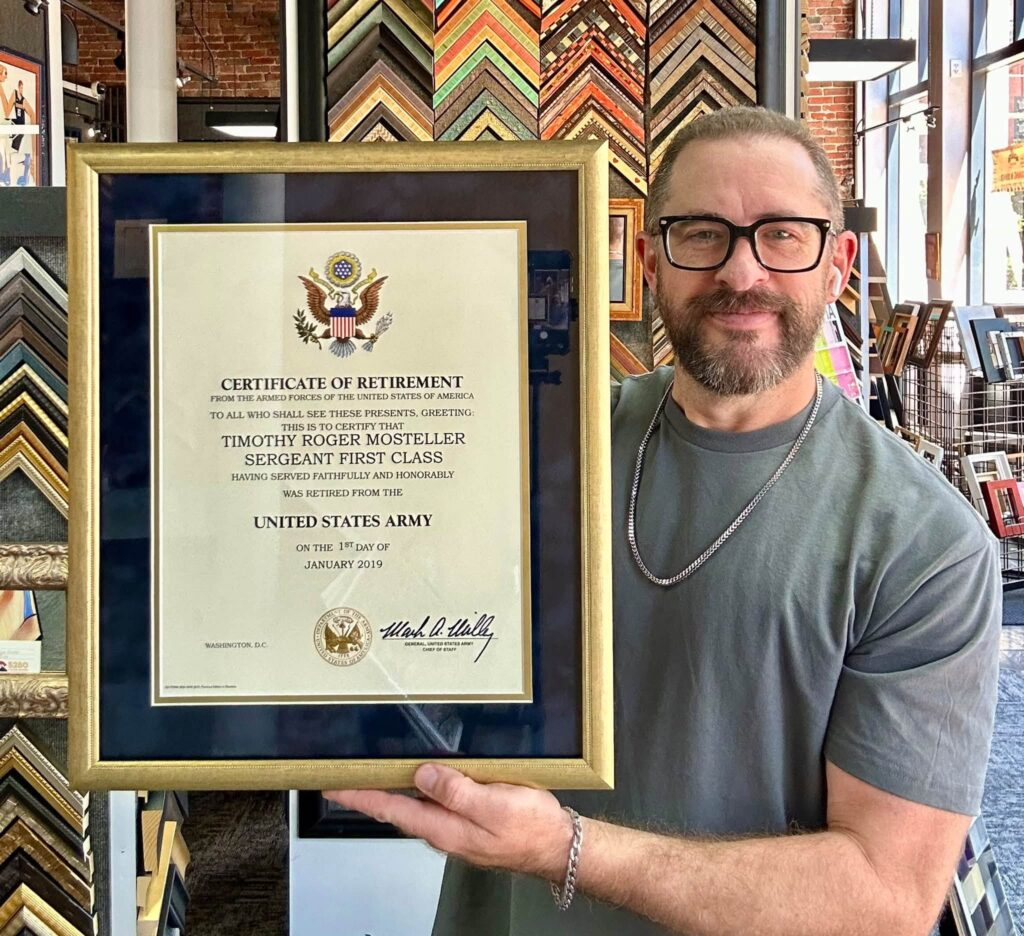 Custom Framed United States Army Certificate of Retirement