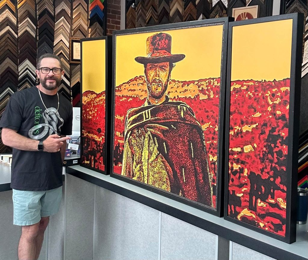 Custom Framed 'The Man with No Name' Pop Art Triptych