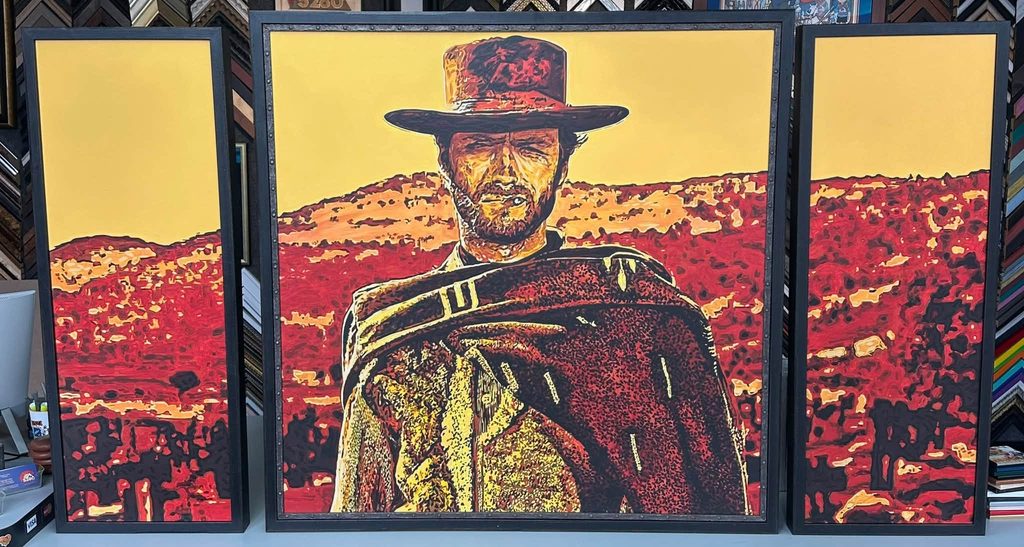 Custom Framed 'The Man with No Name' Pop Art Triptych 