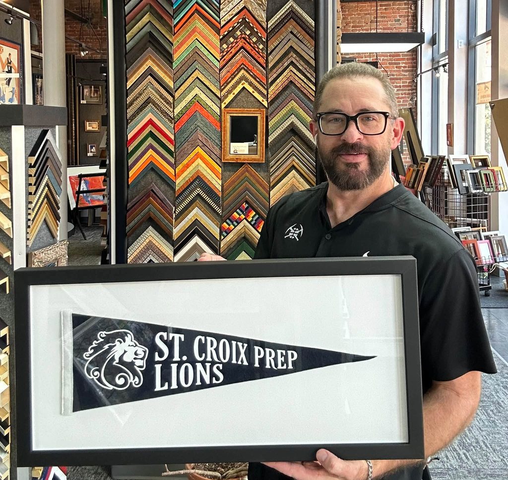 Custom Framed St. Croix Preparatory Lions Pennant 
