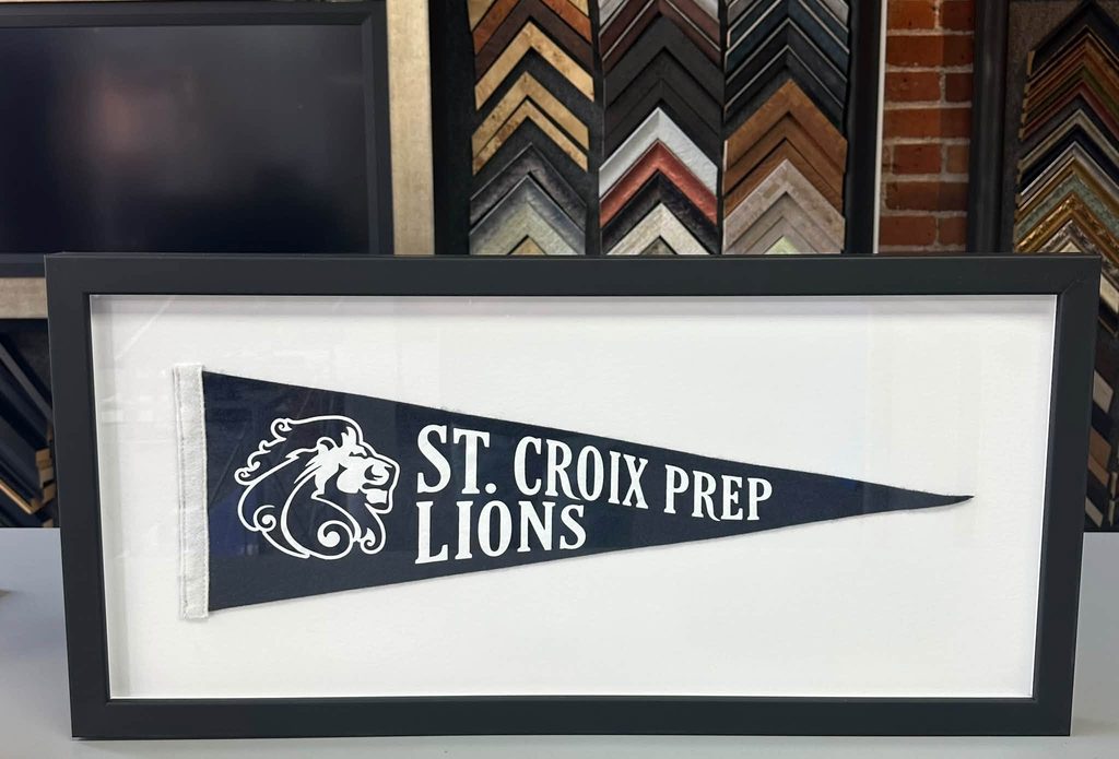Custom Framed St. Croix Preparatory Lions Pennant 