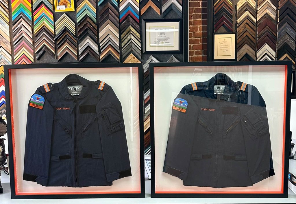 Custom Framed Flight for Life Colorado Flight Suits 