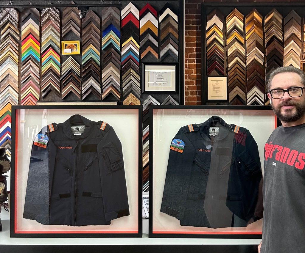 Custom Framed 'Flight for Life Colorado' Flight Suits