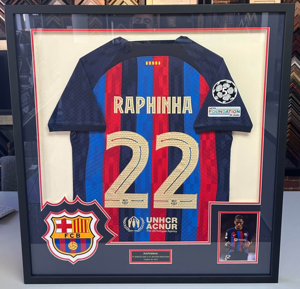 Custom Framed Raphinha FC Barcelona Jersey 
