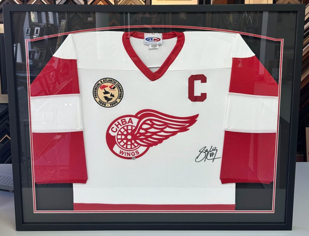 Custom Framed Sidney Crosby Red Harbour Wings Jersey
