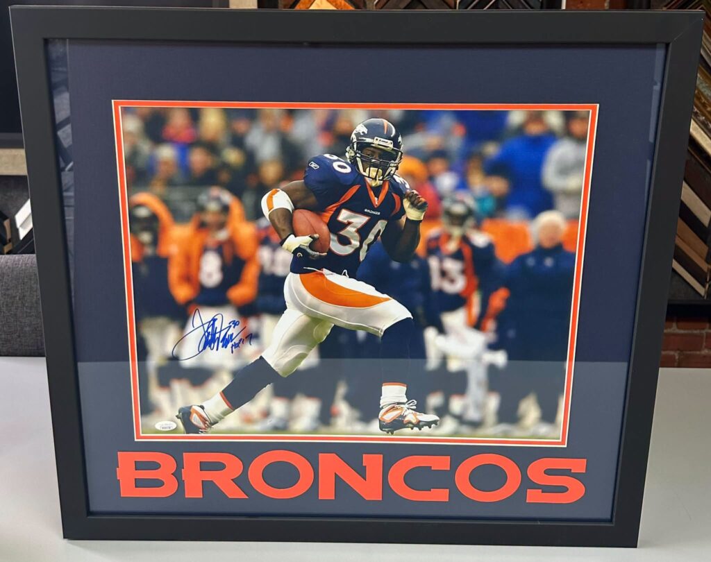 Custom Framed Terrell Davis Signed Photograph