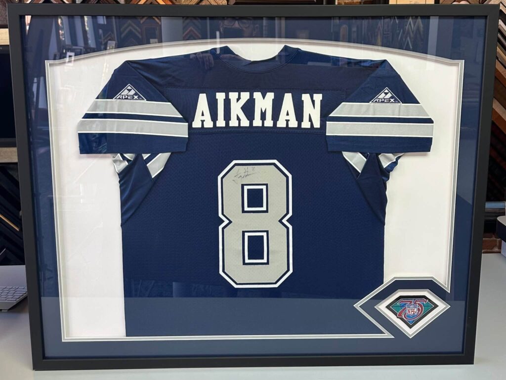 Custom Framed Troy Aikman Cowboys Jersey 