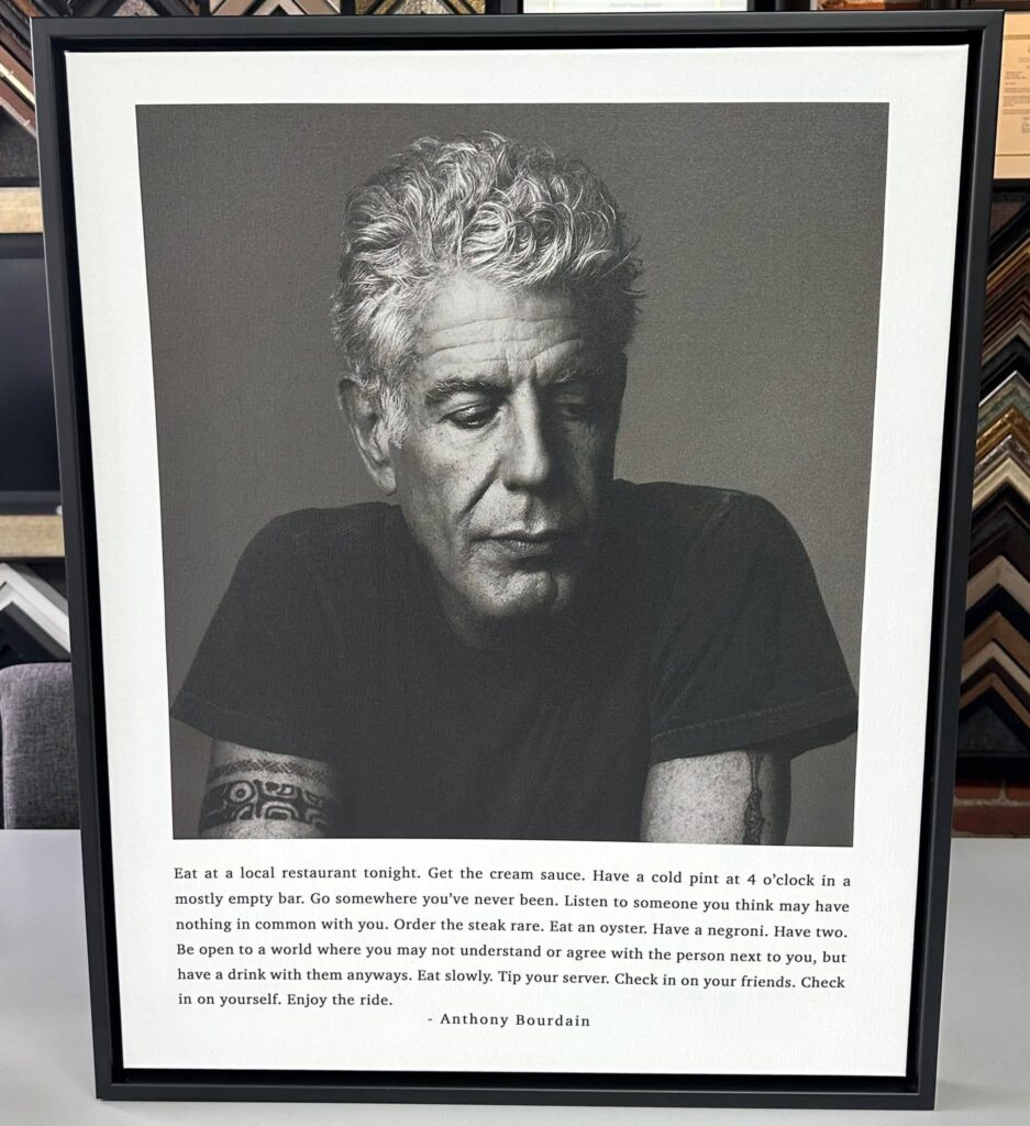 Custom Framed Anthony Bourdain Print on Canvas