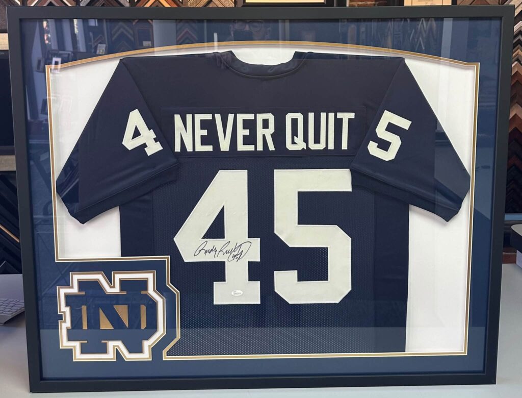 Custom Framed Rudy Ruettiger Notre Dame Jersey 