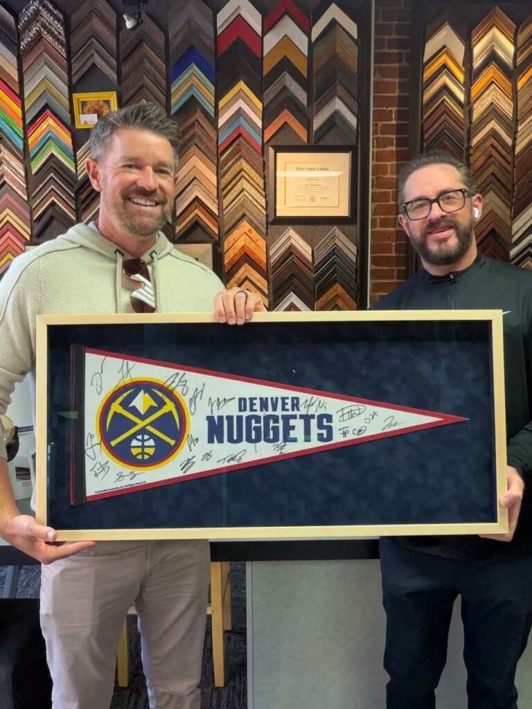 Custom Framed Denver Nuggets Team-Signed Pennant