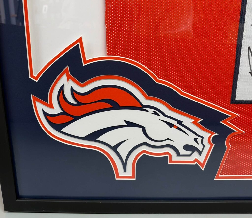 Custom Framed Bo Nix Broncos Jersey